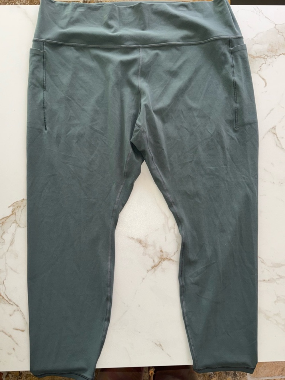 Athleta Transcend Stash Tight 7/8 Leggings 3X Green High Rise Pockets-EUC